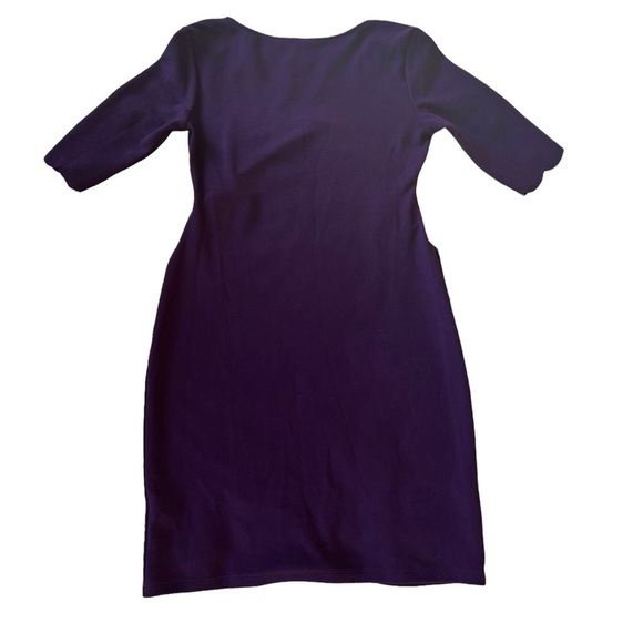 PINKBLUSH purple scalloped edge short sleeve stretch maternity dress size med - Picture 2 of 6